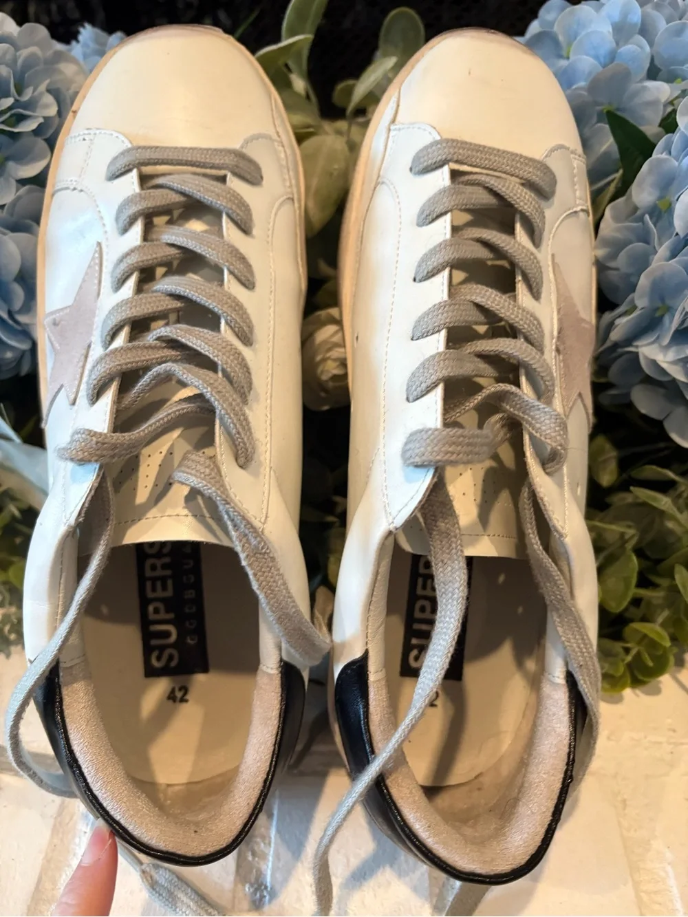 White Leather Sneakers with Star Accent